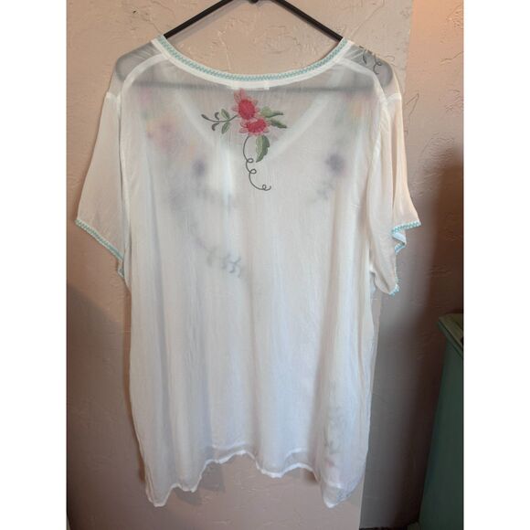 NEW Johnny Was Floral Embroidered Tunic Top 2X - Picture 6 of 7